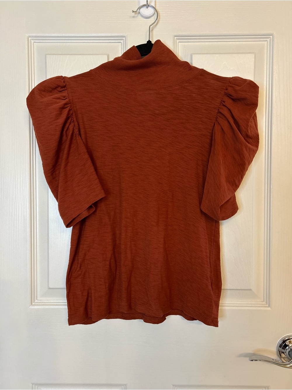Nation LTD Rust Puff-Sleeve Mock Neck Top (Bin A2-066)